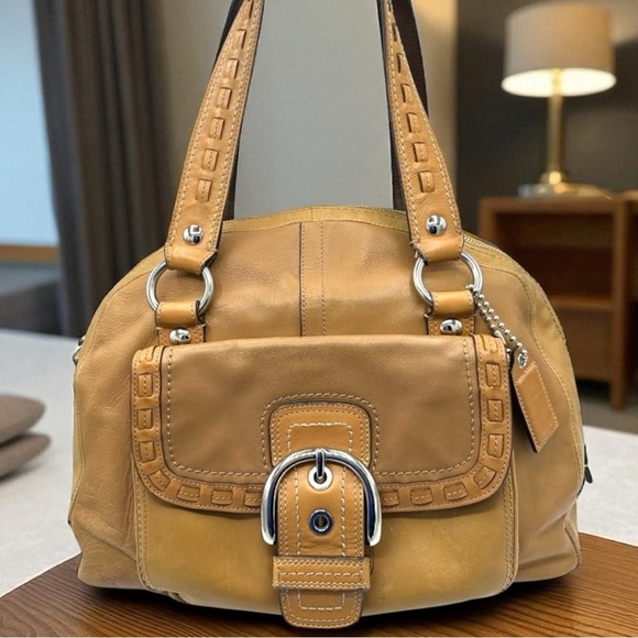 Vintage Coach Soho Buckle Satchel #F13111 Tan Leather Shoulder Bag - Picture 1 of 15